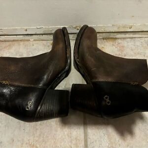 Bed Stu Yell cowboy boots cobbler heels ankle high shoes Leather colorblock